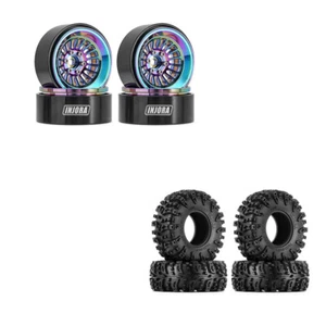 INJORA Aluminum Beadlock 1.3 Wheels and Tires for 1/18 1/24 TRX4M SCX24 AX24(4) - Picture 1 of 28
