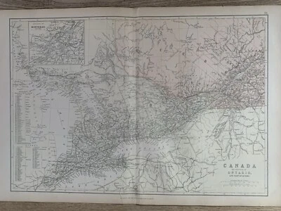 1884 Central Canada Original Antique Colour Map by Edward Weller - Image 1 of 3