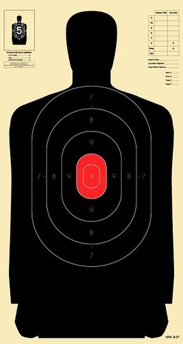 B-34(RC) [B34(RC)] 25 Yard Silhouette Targets with Red Centers [14