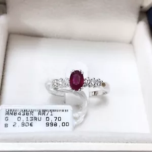 ANELLO ORO BIANCO E DIAMANTI ANELLO RUBINO CT 0.83 GIOIELLO DI LUSSO PER LEI - Foto 1 di 3