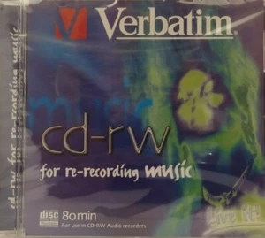 Verbatim CD-RW 80 - Audio / Music CD RW Rewritable 700MB / 80 MINS Blank Disc - Picture 1 of 5