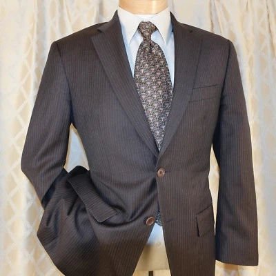 Abrigo Chaqueta Hombre JOHN VARVATOS Marrón Blanco Rayas Lana 2 Botones Talla 38 S Foto 1 de 4