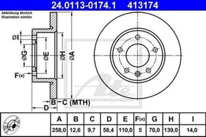 ATE Bremsscheiben 24.0113-0174.1 Opel Omega Caravan A vorne 413174 - Bild 1 von 1