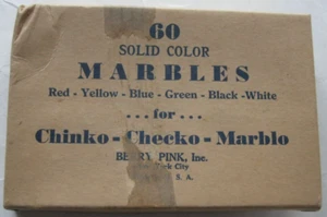 Vintage Berry Pink Inc CHINKO-CHECKO-MARBLO 60 SOLID COLOR MARBLES Original Box - Picture 1 of 6
