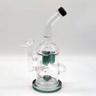 Auc 11 Inch Twin Triple Tubes Teal Deluxe Recycler Glass Bong Water Pipe 14mm