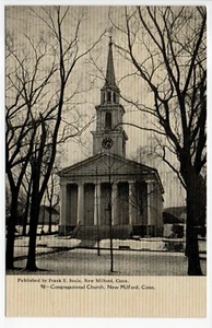 Chiesa Congregazionale New Milford CT Connecticut B&W cartolina posteriore indivisa NP - Foto 1 di 10