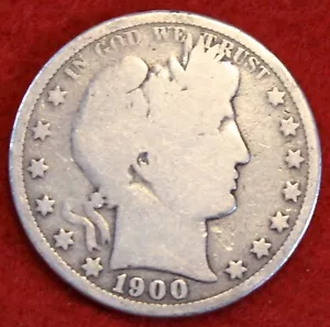 Medio dólar barbero 1900 90 % moneda de plata circulada BH534 - Imagen 1 de 2