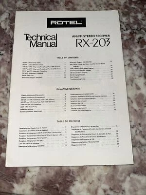 Receptor estéreo Rotel RX-203 manual técnico original Foto 1 de 2
