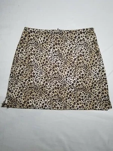 Joe Benbasset Brown Leopard Print Pencil Mini Skirt Size 9 Side Slits Zip Back. - Picture 1 of 6