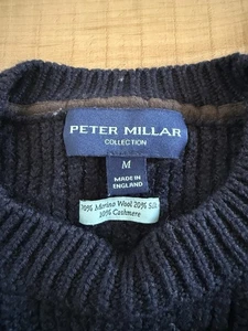 Peter Millar Merino Wool Silk Cashmere Pullover Kids XL Blue Sweater Boys Youth - Picture 1 of 11
