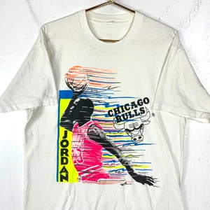 Camiseta Vintage Chicago Bulls XL Blanca Puntada Única NBA Michael Jordan Años 90 - Imagen 1 de 10