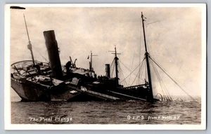 Antique SS Herbert L. Pratt (1918) RPPC The Final Plunge Ship Sinking #1611 - Picture 1 of 2