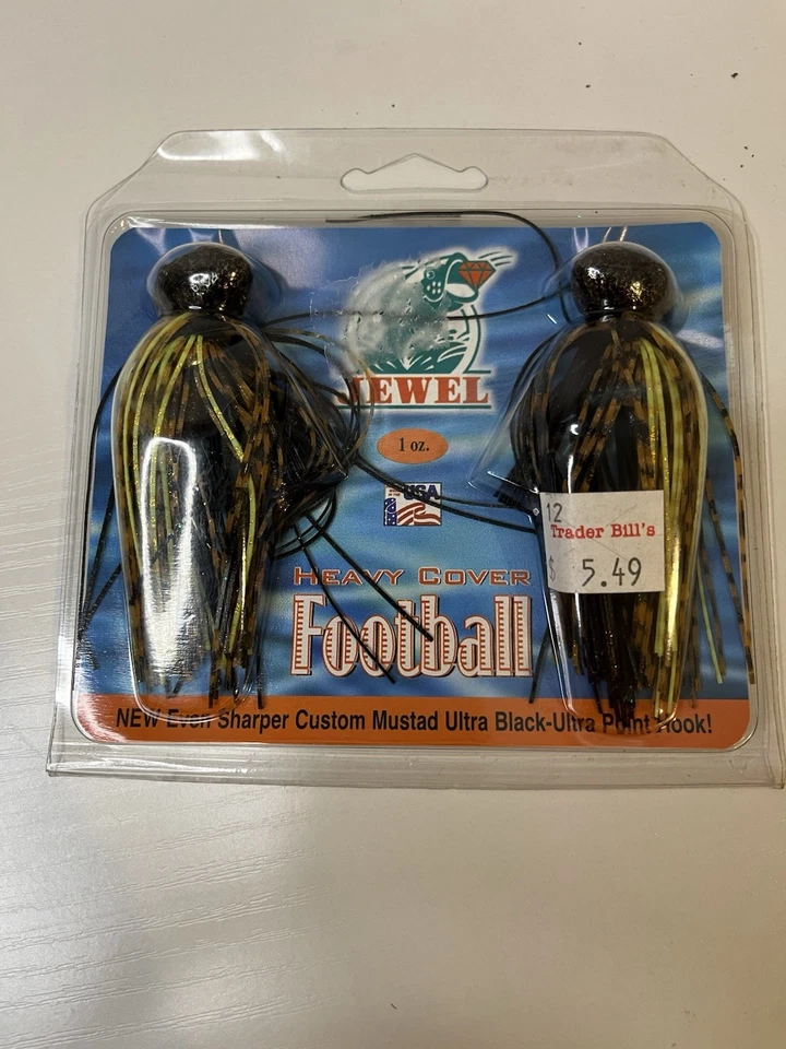 Cebos Jewel nuevos 1 oz. Plantillas de fútbol de cubierta pesada (paquete de 2) señuelo Mustad Ultra Point Foto 1 de 3
