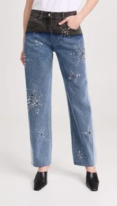 Phillip Lim 3.1 “ Liberty” Embroidered 2 Tone Boyfriend Jeans Size US10/UK14 - Picture 1 of 19