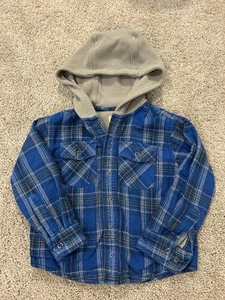 L.L. Bean Button Hooded Fleece Jacket Sz 4 Boys Blue - Picture 1 of 3