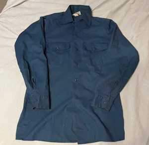 Camisa de Trabajo De Colección Dickies Azul Manga Larga Abotonada Talla 14-14 1/2 x32 EE. UU. - Imagen 1 de 3