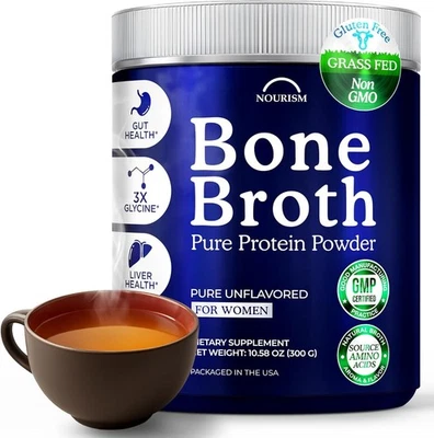 Bone Broth Protein Powder for Women and Men Carnivore, Paleo & Keto 10.58 oz - Image 1 of 4