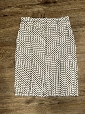 Saia lápis Maeve Anthropologie feminina Astoria pequena branca preta zíper circular - Imagem 1 de 4