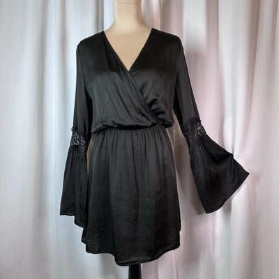 Vtg 90s Y2K Black Babydoll Dress Sz S Mini Grunge Hipster Witchy Goth Boho NWT - Image 1 of 4