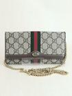Auth Gucci Fold Purse Sherry Line Long Chain Wallet Brown Pvc Itary