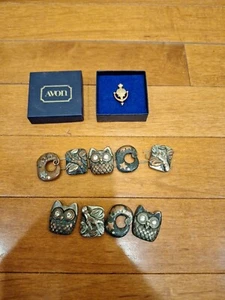 Vintage AVON Owl Charm Bracelet 7.5" Star Moon Shape Owl Has Patina - Picture 1 of 12