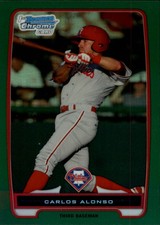 2012 (PHILLIES) Bowman Chrome Prospects Green Refractors #BCP210 Carlos Alonso