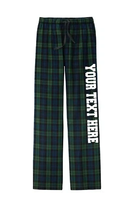 Pijama de franela personalizado verde bosque y azul marino estilo pijama pantalones distrito DT1800 Foto 1 de 4