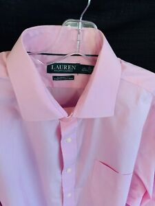 LAUREN Ralph Lauren Mens 17 32/33 Long Sleeve Dress Shirt Lavender/Pink Stretch