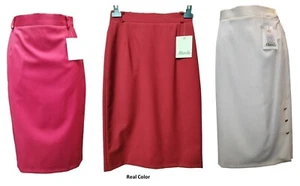 Frischer leichter Wollrock weiß rot Frühling Futter klassischer Schnitt Skirt - Bild 1 von 39