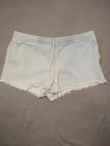 Pantalones Cortos Aerie Mujer Grande Denim Azul Claro Deshilachado Cordón Dobladillo Crudo - Imagen 1 de 7