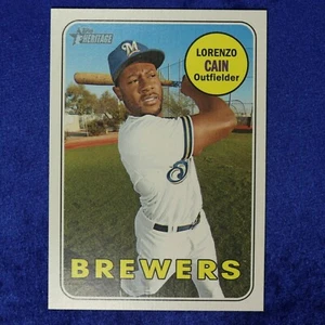2018 Topps Heritage SP Card #706: Lorenzo Cain (THSP-558) - Picture 1 of 2