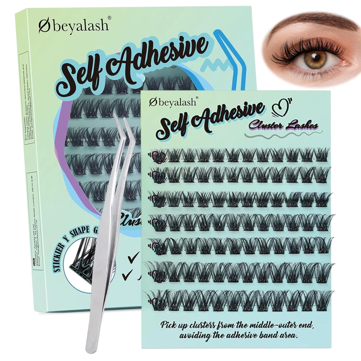 TOVINANNA 3D Selbstklebende Wimpern – Wiederverwendbar, Für Natürlichen Look, Style 05, Schwarz