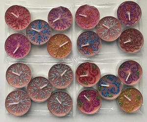 Pack Of 5 Cinnamon Scented Tea Lights With Mixed Glitter & Designs - *4 CHOICES* - Picture 1 of 8
