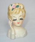 Vintage Inarco 1961 E-479A Lady Head Vase Hand Rose Headband Updo Blond Hair