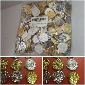 500 Metal Pirate Coins Gold & Silver Spanish Doubloons Replicas Fantasy Coins - Picture 1 of 9