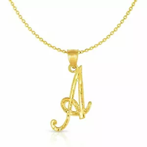 10K Gold Charm Anhänger Halskette Buchstabe A-Z personalisiertes Alphabet Initialname - Bild 1 von 216
