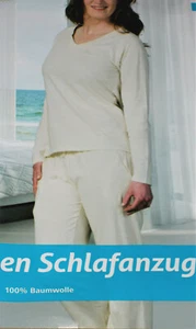 2 tlg. Damen Schlafanzug Pyjama lang Nachtwäsche Gr.M L XL creme NEU TOP - Bild 1 von 1