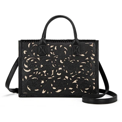 Bolso de Mano/Bolso Bandolera Trinity Ranch Floral Tooled Oculto Negro Foto 1 de 4