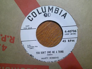 PROMO COLUMBIA 45 RECORD /marty robbins/RESPECTFULLY MISS BROOKS/YOU DON'T OWE - Picture 1 of 2