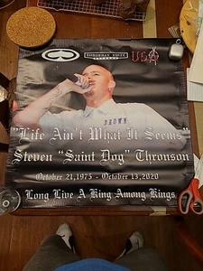 Saint Dog Life Aint What It Seems RIP Vinyl Banner With Gromets 24in By 24in New - Picture 1 of 1