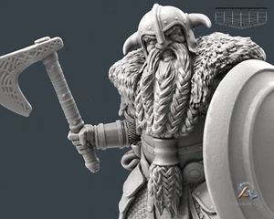 Zwerg Kämpfer Miniatur Dwarven Fighter für D&D 5e Pathfinder in 32mm - Bild 1 von 17