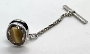 Vintage Anson Sterling Krawattennadel Clip TIGERAUGE SCHÖN! Tigerschließe - Bild 1 von 5