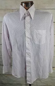 Vintage ValUMark 70s Disco Shirt Dagger Collar Men M Purple White Check Plaid - Picture 1 of 14