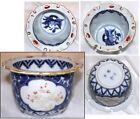 Chinese Republic Porcelain Jar-Bowl Iron Red Blue With Gold Signed 4.5 X 3In