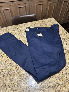 Galaxy by Harvic Straight Leg Pants Men's 32x34 Navy Flat Front 5-Pocket New - Picture 1 of 7