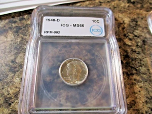 1940-D MERCURY DIME D OVER D ICG MS66 RPM-002 4301 - Picture 1 of 4