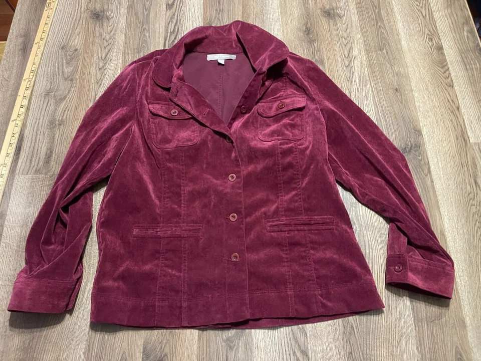 Jaqueta Croft & Barrow, Feminina Extra Grande, Vermelha, Veludo, Blazer de 4 Botões, Manga Longa - Imagem 1 de 4