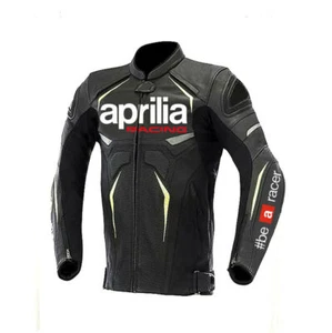New Aprilia Mens Motorcycle Leather Jacket Race MOTOGP CE Leather Biker Jackets - Imagen 1 de 4
