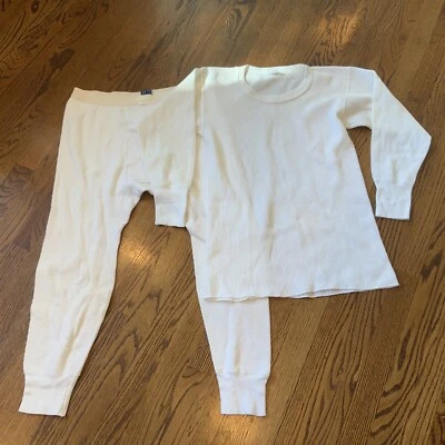 Vtg 70s 80s  Mens L/XL Thermal Underwear Top + Bottom Made USA Long Sleeve - Image 1 of 4