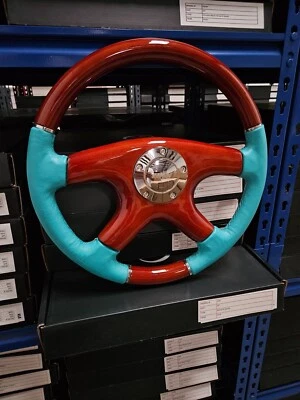 RAPTOR 15" VOLANTE MADERA CUERO TURQUESA Foto 1 de 4